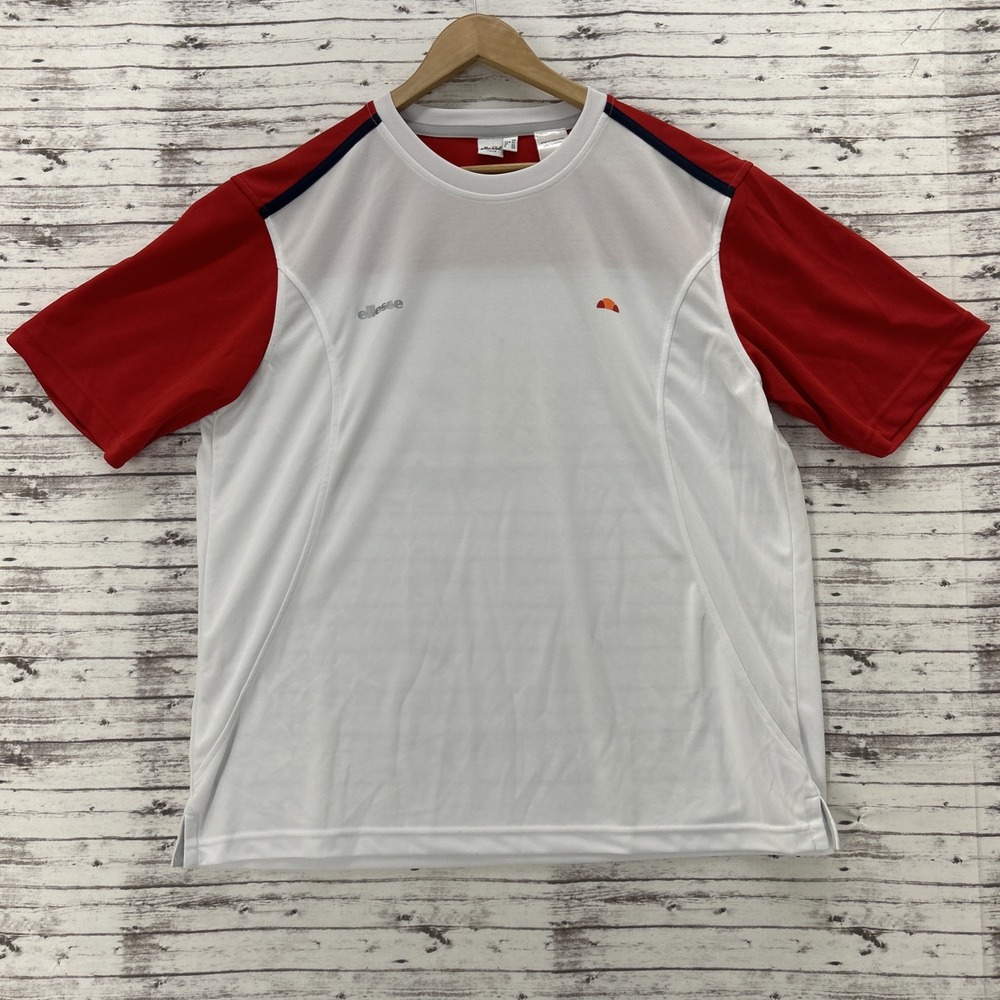 Vintage Ellesse Italia Colorblock Tennis T-Shirt Men Size XL Stretch Performance